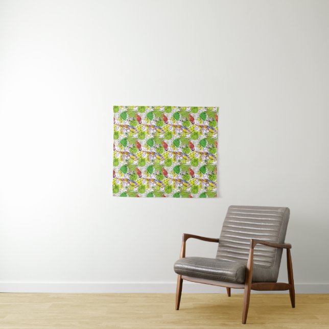 Tropical Parrots Tapestry (In Situ (Horizontal))