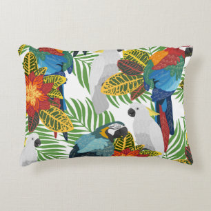 Tropical parrots, vintage seamless pattern. accent pillow