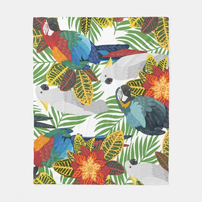 Tropical parrots, vintage seamless pattern. fleece blanket (Front)