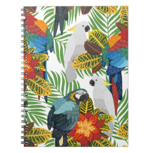 Tropical parrots, vintage seamless pattern. notebook