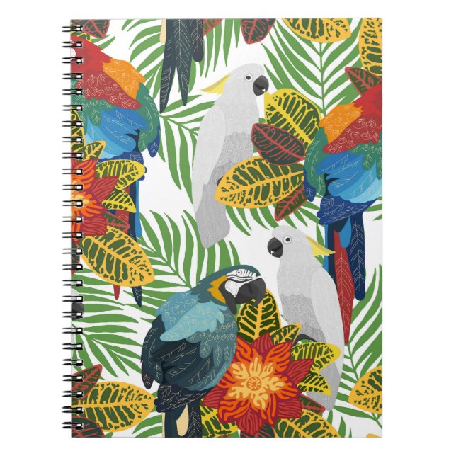 Tropical parrots, vintage seamless pattern. notebook (Front)