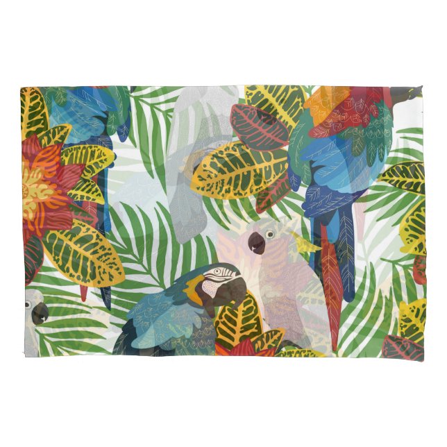 Tropical parrots, vintage seamless pattern. pillowcase (Front)