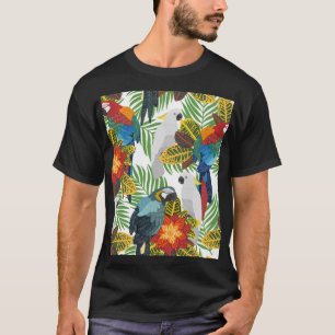 Tropical parrots, vintage seamless pattern. T-Shirt