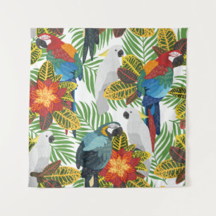 Tropical parrots, vintage seamless pattern. tapestry