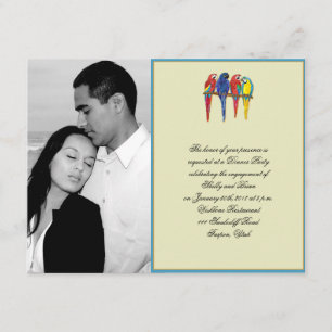 Tropical Parrots Wedding Engagement Invitation