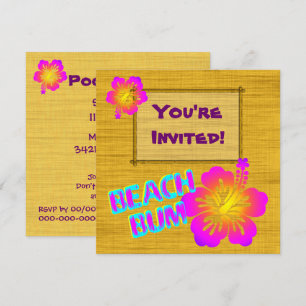 Tropical Party Hibiscus Flower Custom Invitations