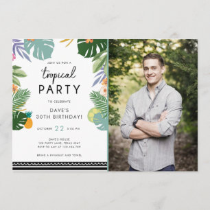 Tropical Party Luau Aloha Man Invitation d'anniver