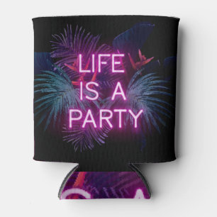 Tropical party, neon palm leaves. can cooler