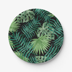 Tropical Party Palm Leaves Beach Wedding Paper Plate