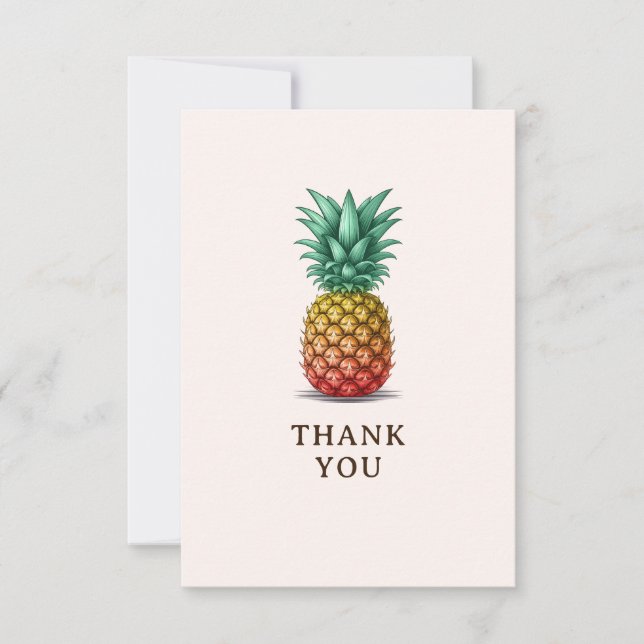 Tropical party retro pineapple thank you card (Front)
