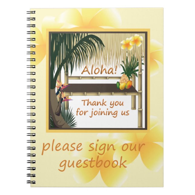 Tropical Party Tiki Hut Guestbook Notebook (Front)