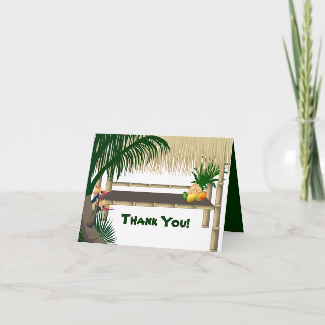 Tropical Party Tiki Hut Thank You Note (Front)