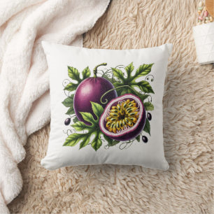 Tropical Passionfruit Fruit Botanical Throw Pillow