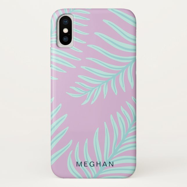 tropical pastel foliage monogram Case-Mate iPhone case (Back)