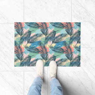 Tropical Pastel Leaf Pattern Doormat