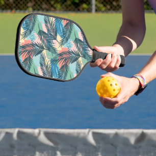 Tropical Pastel Leaf Pattern Pickleball Paddle