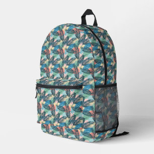 Tropical Pastel Leaf Pattern Printed Backpack