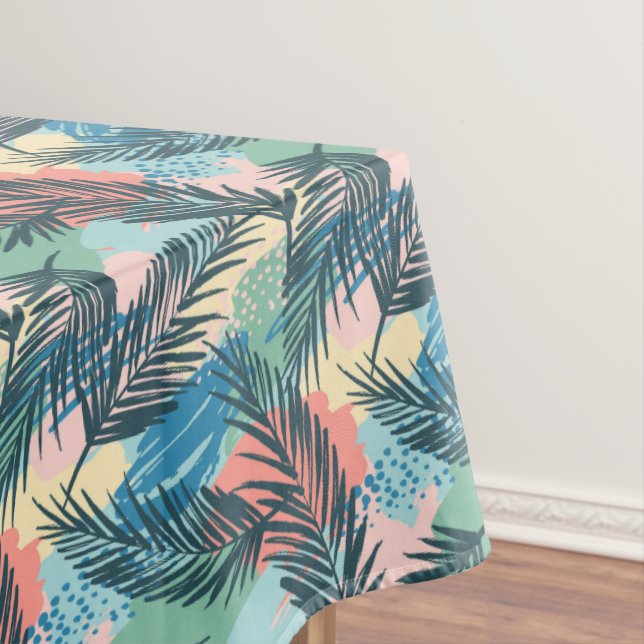 Tropical Pastel Leaf Pattern Tablecloth (In Situ)