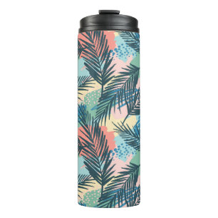Tropical Pastel Leaf Pattern Thermal Tumbler
