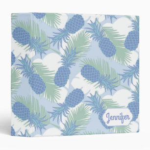 Tropical Pastel Pineapple Pattern Add Your Name Binder