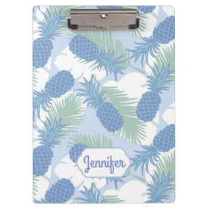 Tropical Pastel Pineapple Pattern Add Your Name Clipboard