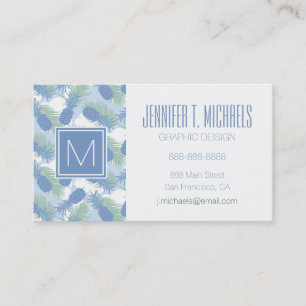 Tropical Pastel Pineapple Pattern Business Card