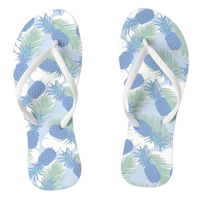 Tropical Pastel Pineapple Pattern Flip Flops (Footbed)
