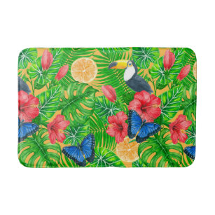 Tropical pattern bath mat
