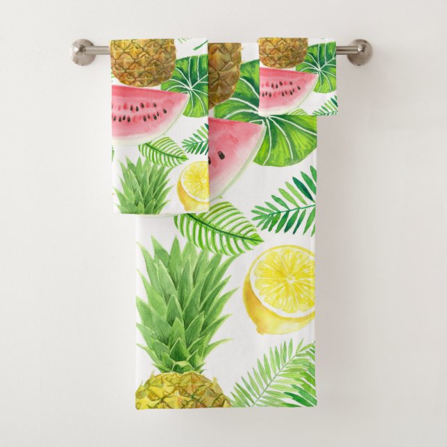 Tropical pattern bath towel set (Insitu)
