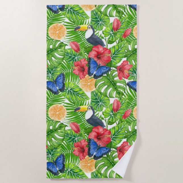 Tropical pattern beach towel (Front)