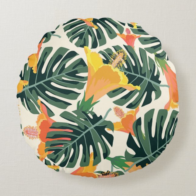 Tropical pattern. Colourful textile texture. exoti Round Pillow (Front)
