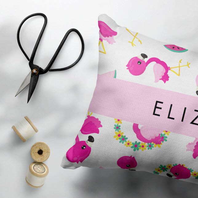 Tropical Pattern, Flamingos, Flowers, Your Name Pillowcase (Creator Uploaded)