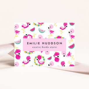 Tropical Pattern, Flamingos, Pet Shop, Bird Store Business Card