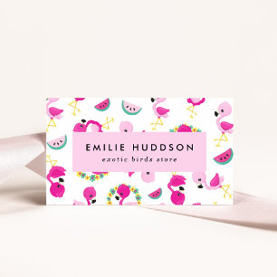 Tropical Pattern, Flamingos, Pet Shop, Bird Store Business Card