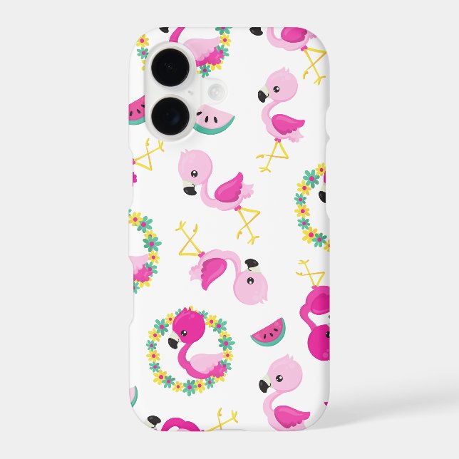 Tropical Pattern, Flamingos, Watermelons, Flowers (Back)