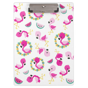 Tropical Pattern, Flamingos, Watermelons, Flowers Clipboard