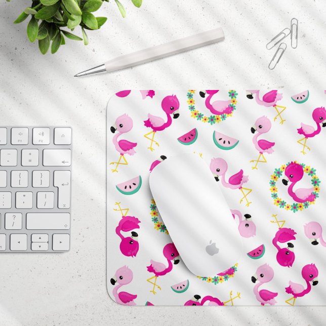 Tropical Pattern, Flamingos, Watermelons, Flowers Mouse Pad (Creator Uploaded)