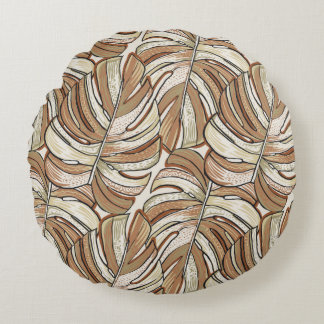 Tropical pattern. Graphic design with amazing mons Round Pillow