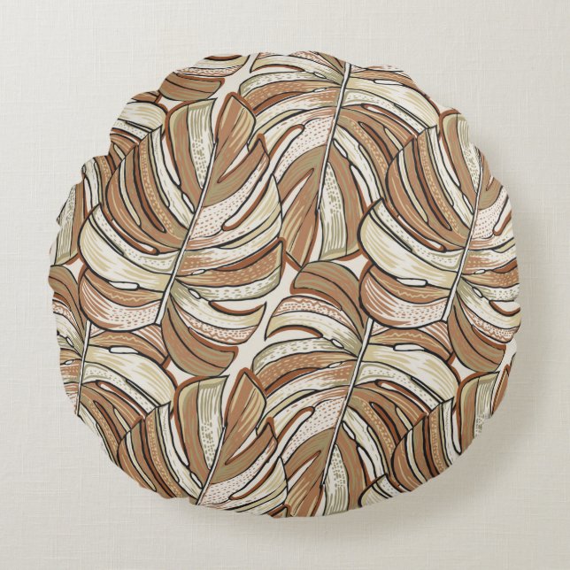 Tropical pattern. Graphic design with amazing mons Round Pillow (Front)