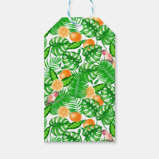 Tropical pattern, hummingbirds II Gift Tags (Front)
