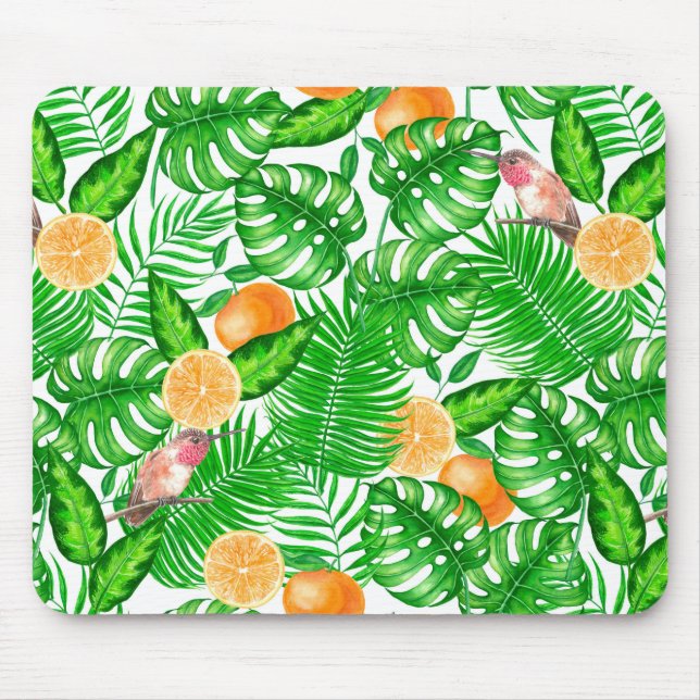 Tropical pattern, hummingbirds II Mouse Pad (Front)