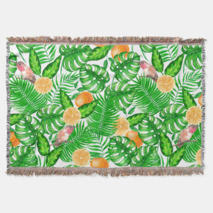 Tropical pattern, hummingbirds II Throw Blanket