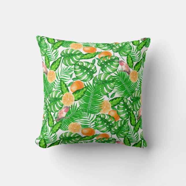 Tropical pattern, hummingbirds II Throw Pillow (Front)