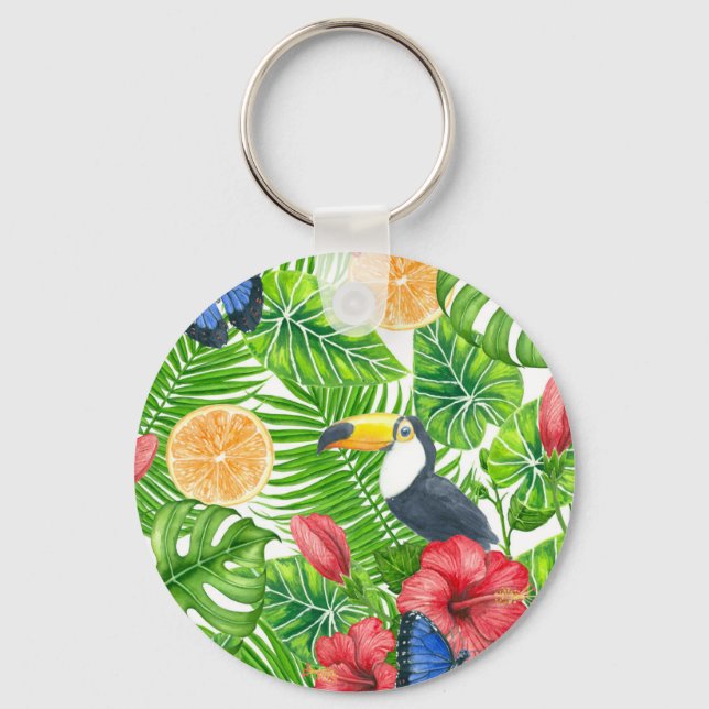 Tropical pattern keychain (Front)