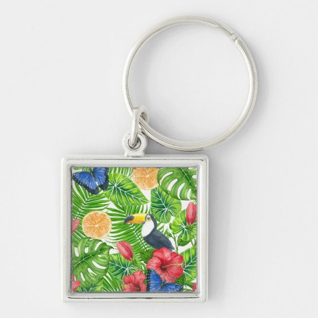 Tropical pattern keychain (Front)