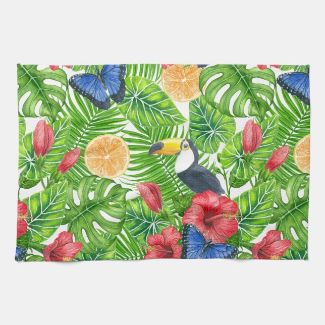 Tropical pattern kitchen towel (Horizontal)