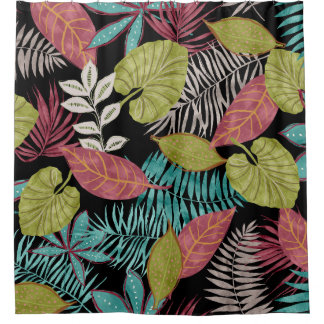 Tropical pattern made with dark background and lea