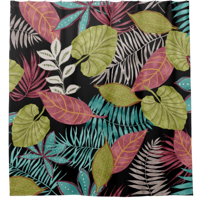 Tropical pattern made with dark background and lea (Front)