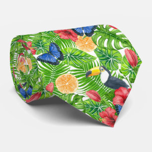 Tropical pattern neck tie