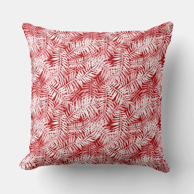 Tropical pattern palm leaves throw pillow (Front)